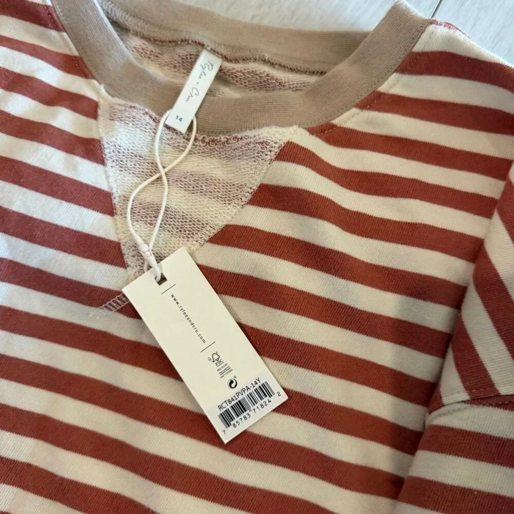 Rylee + Cru OVERSIZED CREW || POPPY STRIPE size 14